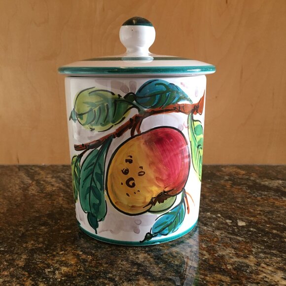 Vintage Italian Handpainted Red Clay Four Piece Cannister Set - Picture 4 of 16